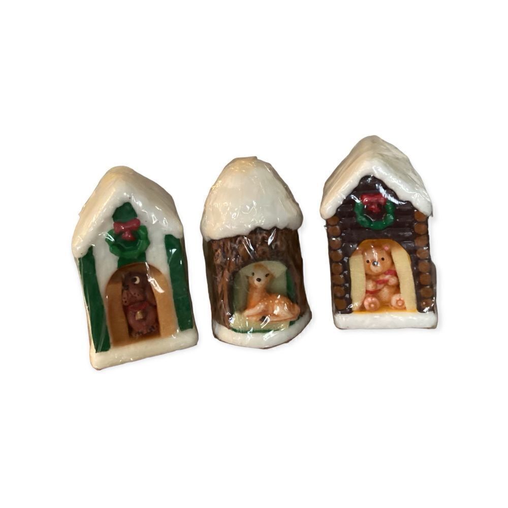 Vintage Jascoย Set of 3โChristmas Snowy Holiday ShelterโCandles